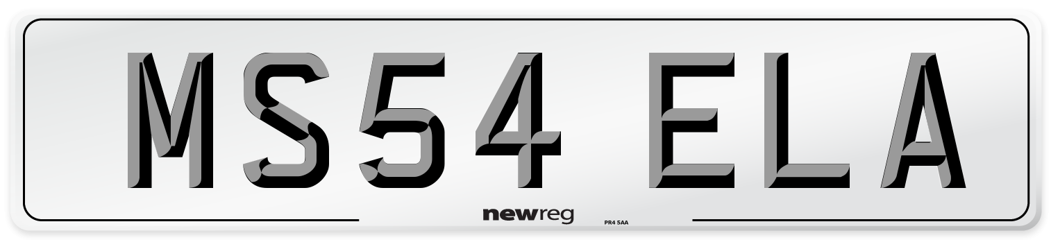 MS54 ELA Number Plate from New Reg